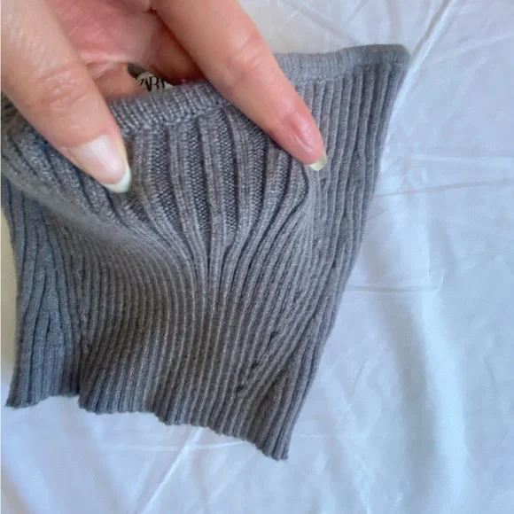 Zara Stone Grey Knit Tube Corset Bustier Crop Sweetheart Top Minimal Size S NWT - Picture 15 of 16
